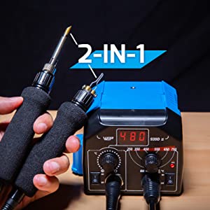 showing the two different pyrography pens that can be used simultaneously for the WEP 939D-II