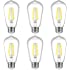 Ascher Vintage LED Edison Bulbs, 6W, Equivalent 60W, High Brightness Daylight White 4000K, ST58 Antique LED Filament Bulbs wi