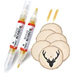 8 PCS Scorch Pen Marker Craft Set - SUIUBUY Chemical Wood Burning Pen Marker - 6 Wood Rounds and 2 Heat Sensitive Marker - Equipped with Oblique Tip for Easy Use - New Formula