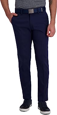 HAGGAR Men's Cool Right Performance Flex Solid Slim Fit Flat Front Pant