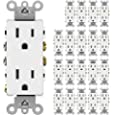 [20 Pack] BESTTEN 15 Amp Decorator Electrical Wall Outlet Receptacle, Non-Tamper-Resistant, 15A/125V/1875W, for Residential and Commercial Use, cUL Listed, White