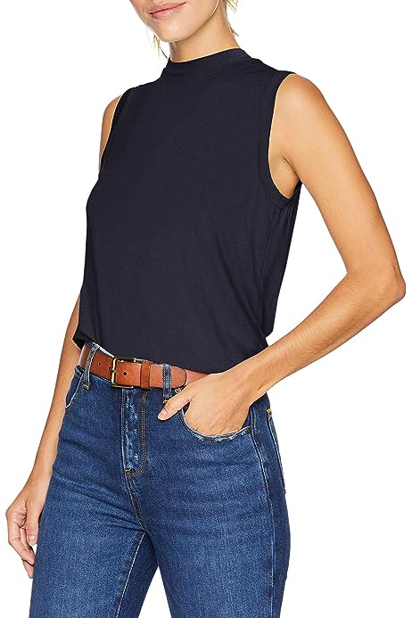 Women's Jersey Relaxed-Fit Sleeveless Mock Neck Shirt