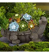 GIGALUMI 11.5 Inch Large Turtle Garden Figurines Outdoor Decor, Garden Art Outdoor for Fall Winte...