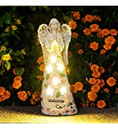 GIGALUMI Garden Angel Statues Outdoor Decor, Solar Angel Figurines with 6 LED Outdoor Garden Ligh...