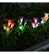 GIGALUMI Solar Flower Gift, Gifts for mom, 16 Solar Lily Flower, Solar Landscape Light, Birthday ...