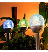 GIGALUMI Solar Lights Outdoor Yard Decoration, Cracked Glass Ball Dual LED Garden Lights, Landsca...