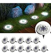 GIGALUMI Solar Ground Lights 12 Pack, 8 LED Automatic Solar Garden Lights, Waterproof Solar Power...