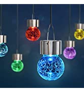 GIGALUMI 8 Pack Hanging Solar Lights, Christmas Decoration Lights with Multi-Color Changing Crack...