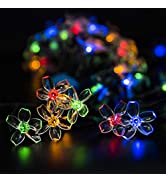 GIGALUMI 2 Pack Solar Flower Strings Lights, Solar Fairy Lights 23 Feet 50 LED Cherry Blossoms St...