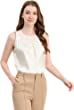 Allegra K Women's Satin Sleeveless Work Office Pleated Tank Top Blouse