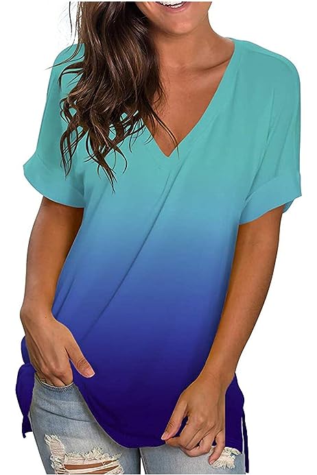 Womens Tops 2023 Summer Casual T-Shirt Plus Size Fashion Short Sleeve Shirts Blouse Going Out Tunic Ladies Outfits