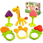 New Teething Toys for Newborn Babies, Infants, and Toddlers of All Ages Package Includes 6 Super Adorable, and Freezer Safe Silicone Teethers Comes in Different Shapes and Perfect for Soothing Babies