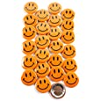 Classic Orange Smiley Face Pinback Button Badges - 1.5 Inch Round - 25 Pack