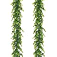 Artiflr Artificial Vines Faux Eucalyptus Garland, 2 Pack Fake Eucalyptus Greenery Garland Hanging Vine Plant, 6 Feet/pcs Eucalyptus Leaves for Wedding Backdrop Arch Wall Table Festival Party Decor