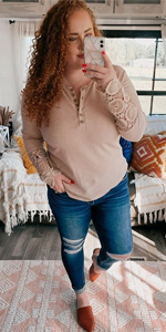womens henley tops long sleeve