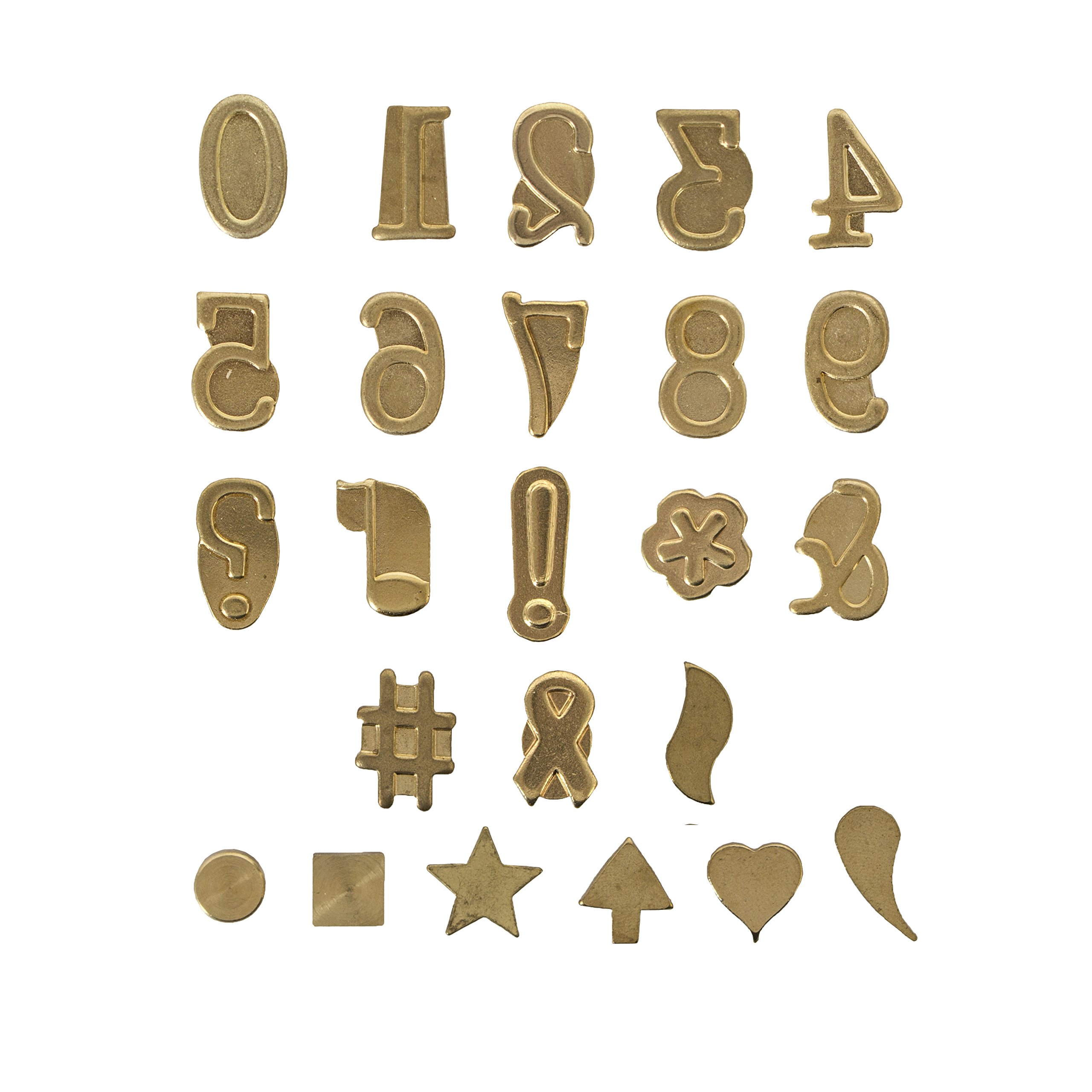 Walnut Hollow HotStamps, Number and Symbol Set for Woodburning and Leather Branding, 24 Pieces , Brown
