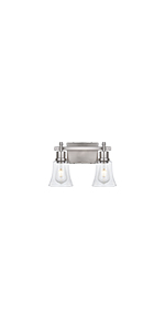 2-Light Bathroom Vanity Light Fixtures,Industrial Wall Lighting with Clear Glass Shade